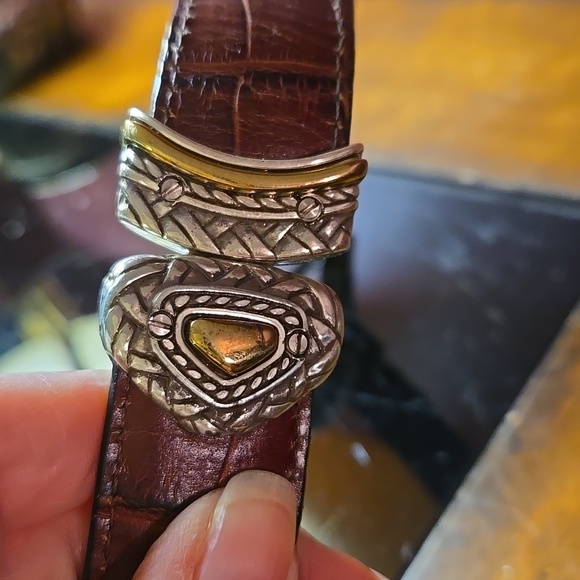 VTG Brighton - Croc Gold/Silver Reversible Belt Black/Brown - Size 32 - Picture 4 of 9